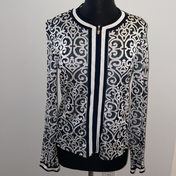 St. John knits zippered jacket cardigan viscose sweater - size - S - Picture 1 of 5